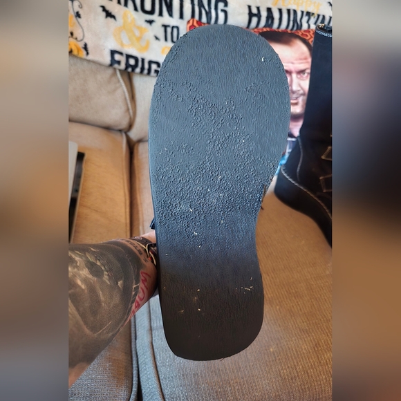 Demonia Black Heeled Boots with Buckles - Picture 4 of 4